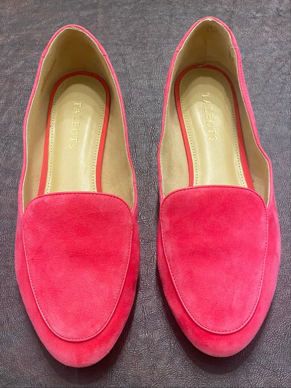 Talbots Pink Suede Smoking Loafers Flats Women's Size 9 Slip On Evening Office
